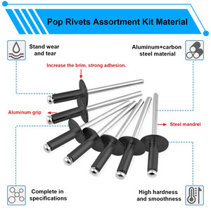 800Pcs Black Pop Rivets 0.125 In Diameter Open Round Head Aluminum Shell Iron Rod For Construction Industry - Product Image 3