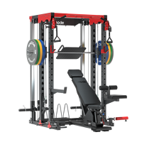 SNODE Máquina Smith Multifuncional de Acero Reforzado con Rack de Potencia y Cable Crossover para Sentadillas y Press de Banca, Entrenador de Fuerza para Gimnasio en Casa