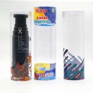 LOW MOQ Custom Print Plastic Tubes with Caps Cylinder Container Clear Dust Proof Display Case