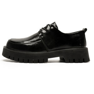 Chaussures habillées pour homme de style britannique à semelle épaisse, à lacets robustes, en cuir brillant, pour le bureau - Product Image 2