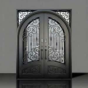 Puertas de Hierro Forjado de Diseño Moderno para Entrada Principal, Puertas Delanteras Insonorizadas de Alta Eficiencia para Casas, Villas y Apartamentos - Product Image 1