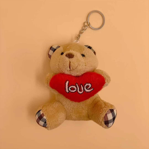 يوم عيد الحب ، لعبة أفخم بالجملة دمية دب صغير تصميم سلسلة مفاتيح دمية دب صغير صغير صغير مع قلب - Product Image 5