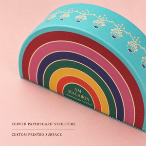 Eco-Friendly Biodegradable Recycled Rainbow Macaron Rigid Gift <b>Box</b> with UV Matte Finish for Desserts Candy and <b>Small</b> Gifts - Product Image 2