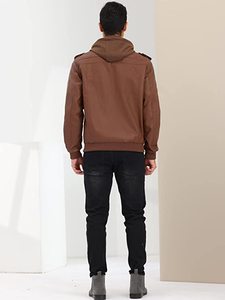 Vintage Motorcycle <b>Men's</b> Customize Faux Leather <b>Jacket</b> Winter Biker Cafe Racer <b>Jacket</b> with Fleece Removable Hood Wholesaler OEM - Product Image 5