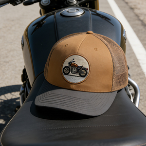 Gorra Trucker de 6 Paneles de Lona de Algodón con Bordado de Motocicleta, Malla Transpirable en la Parte Trasera, Cierre a Presión, para Deportes al Aire Libre de Verano y Pesca - Product Image 5