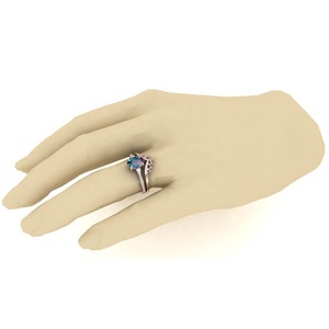 Ensemble de bagues vintage Art Déco plaqué or rose 14 carats, ensemble de mariage, bague de fiançailles en alexandrite de 1,53 carat - Product Image 5