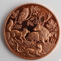 Pièces de collection rondes en cuivre pur 999, motif loup en relief, 1 oz, collection animaux sauvages