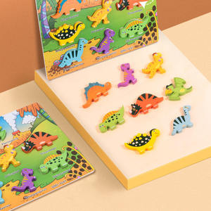 Cedo Educacional Brinquedo 3 + Criança Seguro de Madeira Impressão de Transferência de Calor Impressão Engrossar Placa Basswood 8pcs 3D Dinossauro Puzzle - Product Image 3