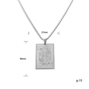 Stainless Steel <b>Playing</b> <b>Card</b> Pendant Queen Of Hearts Men's Necklace Retro Punk Style 120140 - Product Image 5