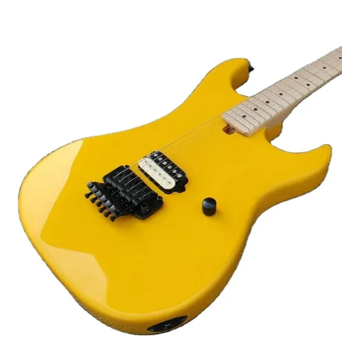 Custom Kra Edward Van Halen 5150 Gele Elektrische Gitaar Floyd Rose Tremolo Brug, Enkele Pick-Up, Esdoorn Hals & Toets