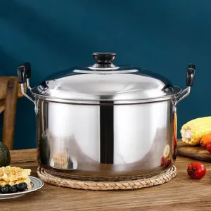 Nồi súp inox hiện đại, tay cầm hai bên, lòng sâu, dùng được cho món hầm, phù hợp với ký túc xá, nồi nấu nước dùng - Product Image 1