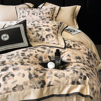 Haute vente luxueux fil coton quatre pièces ensemble rétro imprimé léopard housse de couette draps