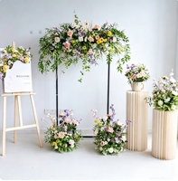 Ensemble de fleurs artificielles en soie vert rustique, blanc et vert, pour toile de fond de mariage, chemin de table, arche de cérémonie, fête en extérieur