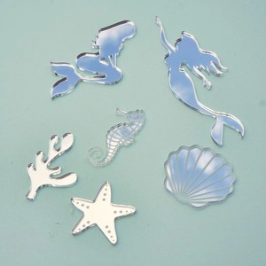 Adorno de acrílico para pastel con diseño de sirena, juego de seis piezas, cola de pez plateada y dorada, decoración para pastel de cumpleaños. - Product Image 5