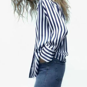 <span class=keywords><strong>MYST</strong></span>&ZA Chemisier Femme Printemps 2024 Nouvelle Collection, Élégant et Décontracté, Col Revers, Manches Longues, Texture Satin de Soie, Fluide, Coupe Ample, 2197745 - Product Image 3