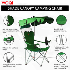 Chaise de camping pliable Woqi avec pare-soleil, tissu Oxford vert, cadre en aluminium, chaise de jardin, utilisation portable en extérieur - Product Image 3