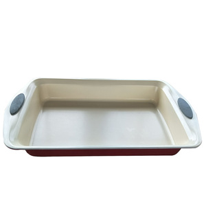 ถาดอบขนมทรงสี่เหลี่ยมผืนผ้า ด้ามจับซิลิโคน เคลือบสารกันติด ทำจากเหล็กกล้าคาร์บอน ใช้กับเตาอบได้ สำหรับอบขนม - Product Image 4