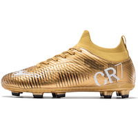 Chaussures de football unisexes légères pour l'été et le printemps, crampons hauts, chaussures de football en gazon artificiel, chaussures de futsal, chaussures d'extérieur pour hommes et jeunes, semelle intermédiaire en carbone