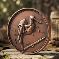 Pièces de monnaie en cuivre vintage antique plaqué brossé 1 oz, motif 3D d'artiste de combat de grappling en relief, pièces de monnaie en cuivre 999 pour cadeau