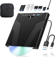 Unidad de Blu-ray Externa Combinada USB 3.0 Tipo-C para PC Portátil, Reproductor de Blu-ray Delgado y Portátil, Grabadora de CD/DVD, Lector de Blu-ray 8 en 1