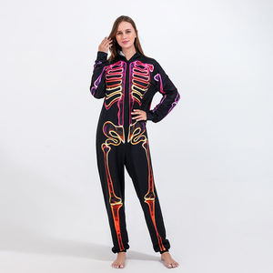 Ropa de descanso Pijamas de vacaciones <span class=keywords><strong>Esqueleto</strong></span> Halloween Impreso Con capucha Fiesta de Halloween Ropa de dormir para la familia - Product Image 5