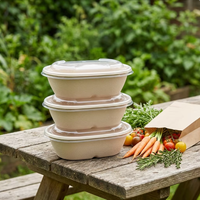 Bol jetable écologique en pulpe de 770 ml avec couvercle pour pique-nique en extérieur, buffet, traiteur, événements et fêtes
