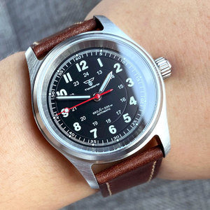 Jam Tangan Pilot Pria 36MM, Jam Tangan Mekanikal Tahan Air 200M Jepang NH35A untuk Olahraga