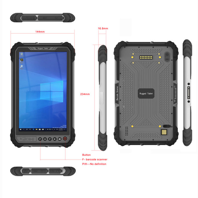 Cheap Tablet 8 Inches Win10 Os Tablet with 4G Networks 4GB Ram 64GB Rom NFC 2D Scanner Docking Charge with RJ45 RS232 Tablet Pc