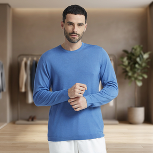 Suéter de Cuello Redondo PAOLO NERO para Hombre, Hecho en Italia, 100% Lana Merino Ultrafina, Tejido Teñido, Manga Larga, para Invierno - Product Image 2