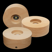 Lampe LED en bois moderne avec base, alimentation USB, rechargeable, contrôle par capteur, veilleuse, décoration pour salon, blanc chaud/blanc froid