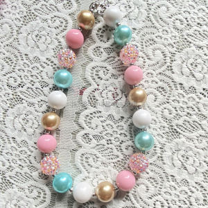 Collar grueso de diamantes de imitación de Color caramelo Pastel para niños, collar bonito con abalorios para niñas pequeñas, collar de cuentas de <span class=keywords><strong>chicle</strong></span> de 20mm - Product Image 2