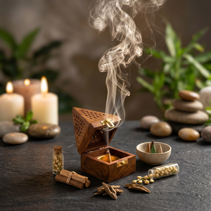 Handcrafted Wooden Pyramid <b>Incense</b> <b>Cone</b> Burner Box Carved Wood Bakhoor Holder Aroma Diffuser for Home Decor - Product Image 3