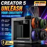 Printer 3D Multi-Warna Flashforge Creator 5 Industrial 4-Toolheads |   500% Lebih Cepat Tanpa Pembuangan Limbah 256*256*256mm Hotbed Aluminium