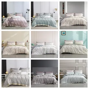 Lençóis de cama luxuosos tingidos lisos para casa e hotel 100% Tencel Lyocell conjunto de lençóis de tamanho personalizado
