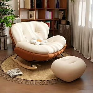 Sillón Reclinable de Diseño Nórdico Moderno y Lujoso, Sillón Individual de Cuero para Descanso, para Adultos, Sala de Estar, Oficina en Casa, Dormitorio - Product Image 2