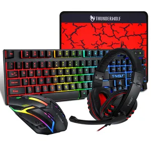 LIVOLF TF-800 Keyboard Mouse Set Headset Key Mouse Four-piece Game Luminous Game Office Home Cross-border