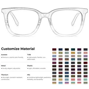 おしゃれな個人透明カラーブロックレトロスタイルライト長方形アセテート眼鏡フレーム - Product Image 4