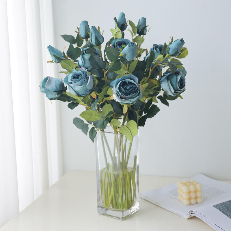 Jade Horizon MC030 Modern Silk Artificial Flowers - 2-Head Bulgarian Roses for Home Wedding Decorati