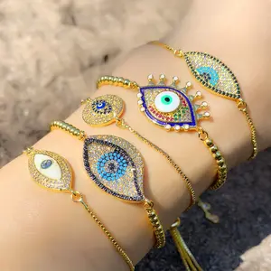 Pulseras de Ojo สร้อยข้อมือหยดน้ำมันหลากสีสไตล์โบฮีเมียนสร้อยข้อมือสไตล์ตุรกี Devil สำหรับผู้หญิง