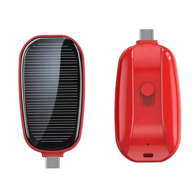 Mini Keychain Powerbank 1200mAh Disposable Charger One Use Emergency Portable Solar Power Bank With Type C Mirco Output Plug