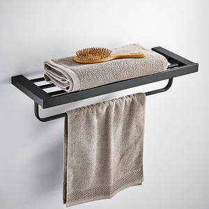 Chengming Sanitary Ware - Toallero de Baño de Acero Inoxidable Negro, 50X30CM, Estante de Almacenamiento Montado en la Pared, Estilo Nórdico - Product Image 1