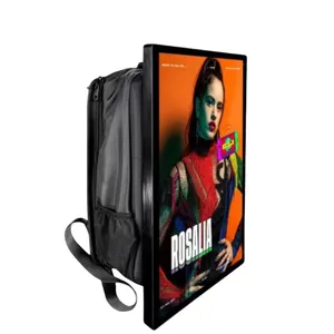 Özelleştirilmiş kapalı açık 21.5 27 32 inç dokunmatik ekran taşınabilir reklam Lcd sırt çantası dijital tabela