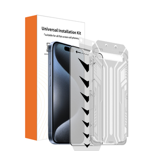 HUAHUO HD Protecteur d'écran en verre trempé pour <span class=keywords><strong>iPhone</strong></span> 15 <span class=keywords><strong>14</strong></span> 12 <span class=keywords><strong>Pro</strong></span> Max Applicateur d'installation anti-poussière Accessoire de téléphone portable - Product Image 1