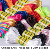 Nein. 5 Chinesische Knoten-Kordeln 20m Polyester Geflochtenes Seil Handgemachte DIY-Materialien Makramee-Schnur Satin-Rattail-Kordel Shamballa Heimtextilien