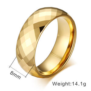 Hoogglans gepolijste gefacetteerde zilveren & gouden tungsten trouwring voor mannen & vrouwen voor verloving & feest - Product Image 4