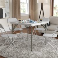 AJUNION Table d'événement pliante carrée en plastique Table de mariage blanche Table pliante portable pour l'intérieur et l'extérieur