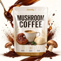 Café aux champignons superaliments en poudre, emballage personnalisé, vente en gros, boisson énergisante et bien-être, concentration accrue