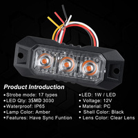Feux de signalisation LED CIGO LED-03K-4 12V avec 15 modes clignotants sélectionnables, mini balise de grille, feux stroboscopiques pour Yamaha