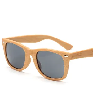 Classic Wood Color Bamboo Color Sunglasses Custom Logo Plastic Square Unisex Sunglasses