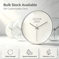 Horloge murale ronde en verre, design feux d'artifice du Nouvel An, 30 cm, personnalisable OEM ODM, mouvement silencieux à quartz, décoration de fête et de maison, vente en gros